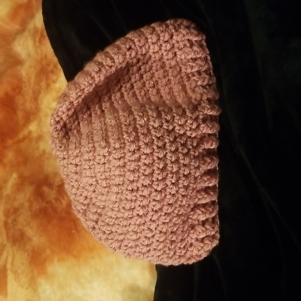 Hand Crafted Pink Metallic Colored Adult Hat - Picture 3 of 10